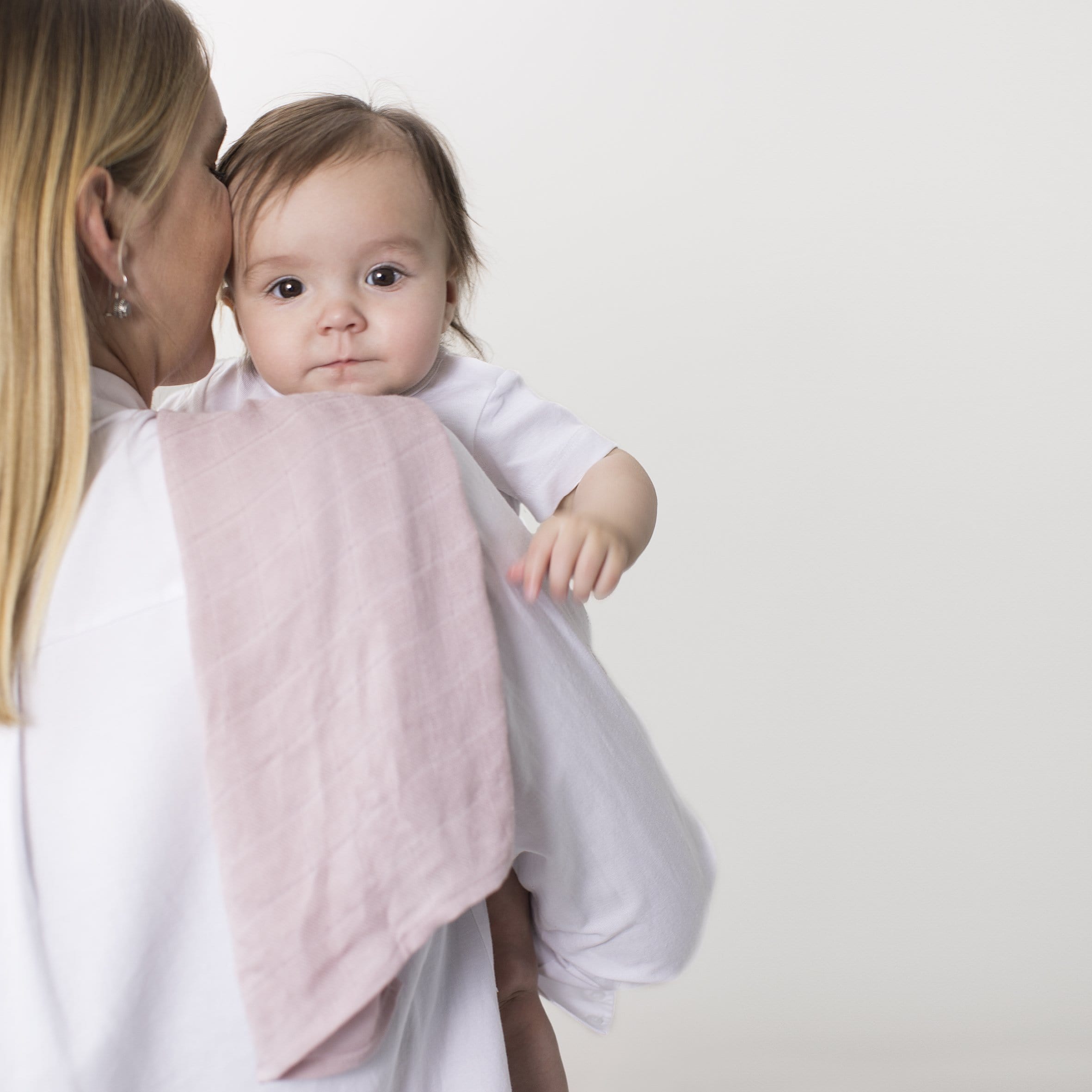 Muslin filt- rosa/vit (3 pack)