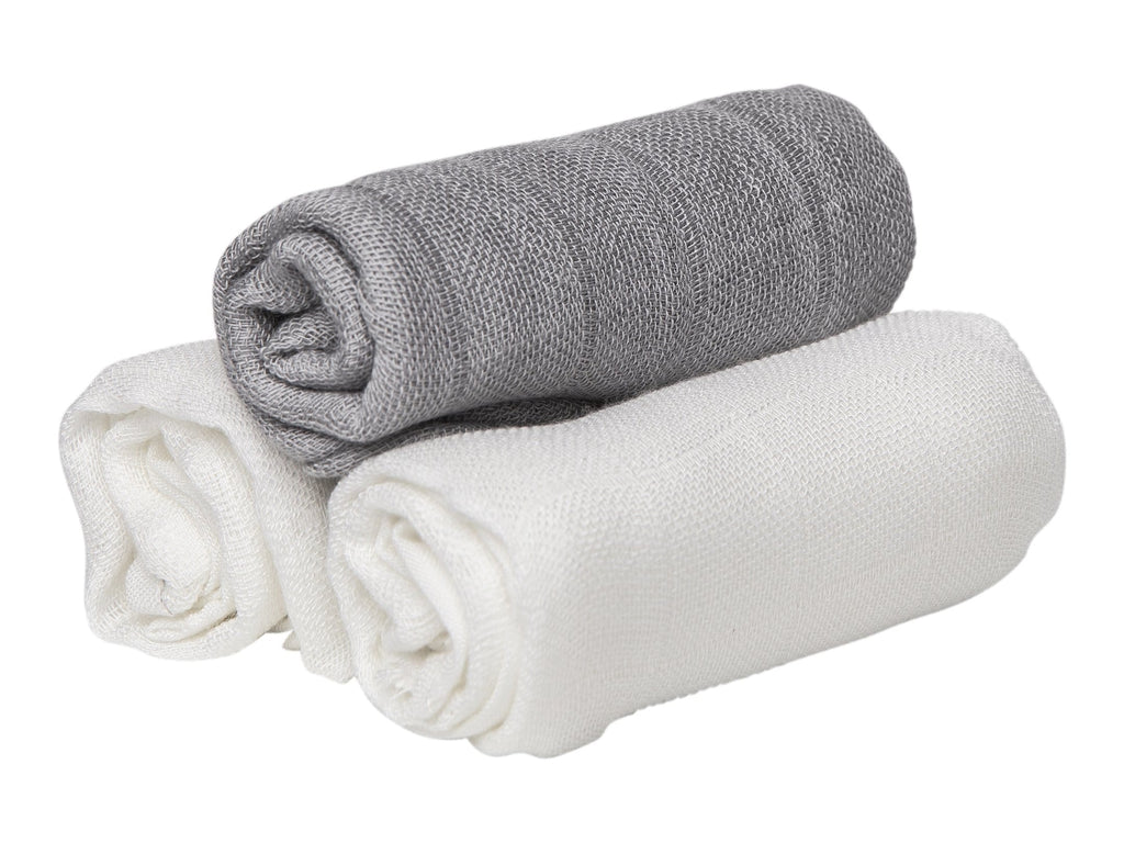 Muslinfilt - grå/vit (3-pack)